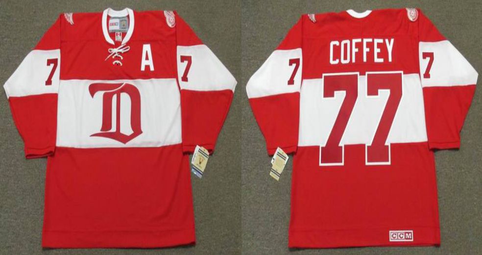 2019 Men Detroit Red Wings #77 Coffey Red CCM NHL jerseys